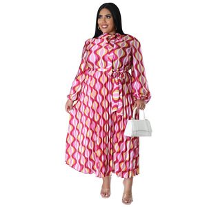 N7919 abbigliamento donna Bestseller <span class=keywords><strong>abito</strong></span> plissettato plissettato stampato a maniche lunghe <span class=keywords><strong>taglie</strong></span> <span class=keywords><strong>forti</strong></span> - Product Image 5