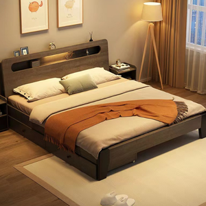 Base <span class=keywords><strong>de</strong></span> Cama Doble <span class=keywords><strong>de</strong></span> Madera Maciza con Mesa con Cajones - Product Image 5
