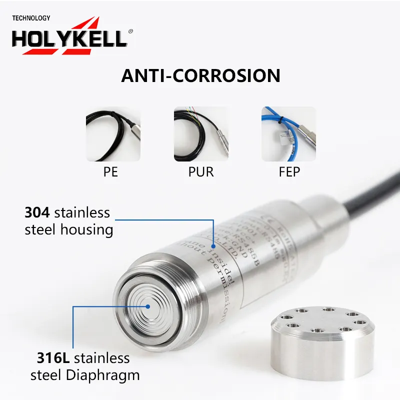 Holykell OEM HPT604 nhiên liệu dụng cụ đo mức nhiên liệu đo mức sensor 4-20ma bình nhiên liệu diesel cảm biến mức