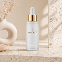 Flacon compte-gouttes en verre givré de luxe 30 ml avec couvercle doré pour sérum facial à la niacinamide et à la vitamine C
