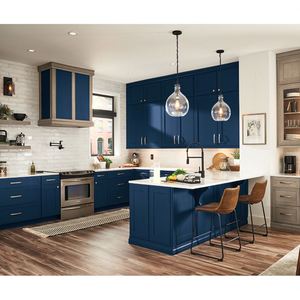Muebles de Cocina Modulares de Diseño Nuevo de Fábrica, Gabinetes de Cocina Estilo Shaker con Lacado Azul, Alacena de Almacenamiento con Encimera de Piedra - Product Image 6