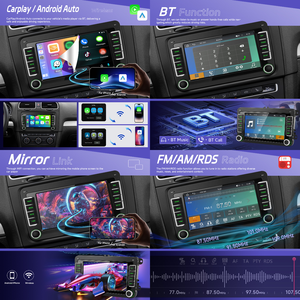 <span class=keywords><strong>Autoradio</strong></span> Podofo 7'' <span class=keywords><strong>2</strong></span> <span class=keywords><strong>Din</strong></span> MP5 avec Carplay et Android Auto sans fil, BT/FM/AM/RDS pour VW/PASSAT/POLO/GOLF, fabrication OEM/ODM - Product Image 3
