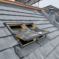 Fenêtre de toit à charnière centrale en aluminium et bois, haut de gamme, en pin massif, pour maison passive, avec micro-ventilation réglable