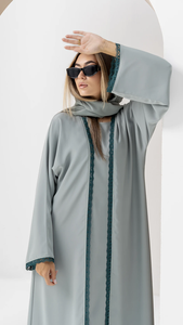 Nuevo estilo de vestido musulmán con encaje y frente abierto, con hiyab, caftán islámico de Dubái para uso casual en Ramadán, pashmina abaya. - Product Image 3