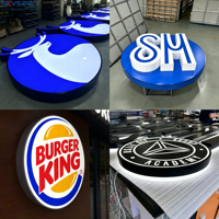 SKYSEEN Panneaux lumineux publicitaires ronds à LED avec logo personnalisé, signalétique éclairée pour entreprises et écoles, utilisation en extérieur et en intérieur