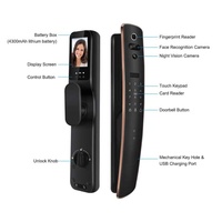 Serrure de porte intelligente TIMY Tuya WIFI avec reconnaissance faciale 3D, empreinte digitale, verrouillage automatique, vision nocturne et visiophone numérique