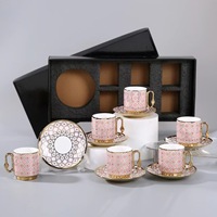 Nouveau design européen de luxe 6 tasses et assiettes tasses à café et soucoupes en porcelaine fine coffrets cadeaux
