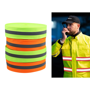 WX giallo fluorescente arancione nastro riflettente 8712 poliestere materiale riflettente ad alta luce per vestiti fettuccia riflettente - Product Image 3