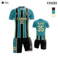 Maillot de football personnalisé 25/26 rayé bleu et blanc, uniformes de football par sublimation 100% polyester respirant et à séchage rapide