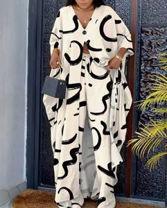 Conjunto de Dos Piezas de Pantalones Anchos de Pierna Ancha y Top Largo Holgado con Estampado Informal para Mujer, Otoño, Novedades Personalizadas de Liu Ming - Product Image 3