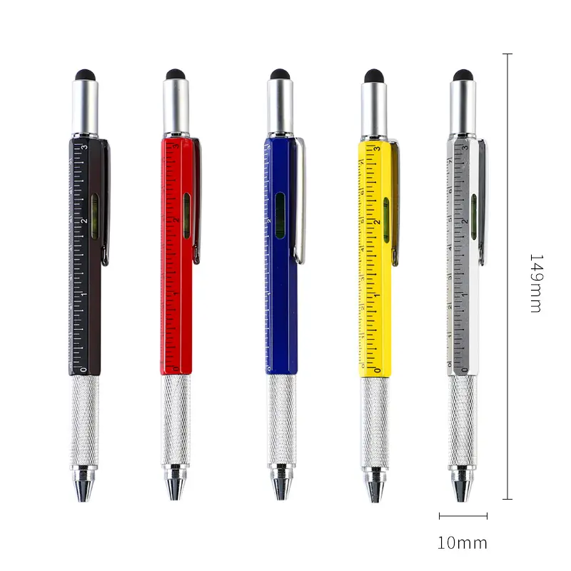 Многофункциональный Инструмент Линейка Стилус Шариковая отвертка сенсорный экран 6 в 1 ручка