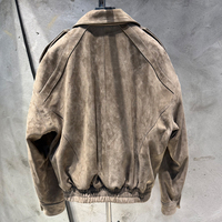 Veste bomber en daim surdimensionnée, en cuir d'agneau véritable, veste en daim vert pour femmes