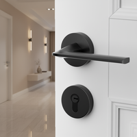 Poignées de porte en alliage d'aluminium de luxe pour portes en bois, design moderne élégant, haute durabilité, ensemble de poignées de porte avec serrure, noir, hôtels, villas