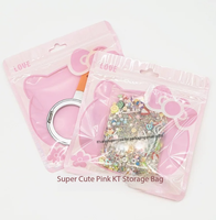 Sacs refermables personnalisés en gros avec logo de chaton de dessin animé, fenêtre transparente et trou de suspension pour bijoux, lunettes, bracelets et accessoires
