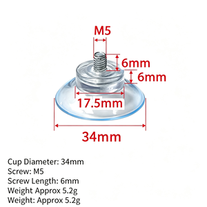 FE-A001M4 M5 M6 Transparent PVC Suction Cup with Screw and <strong>Nut</strong>, 30mm 34mm Strong Vacuum Suction Cup Hook for Glass <strong>Tile</strong> Smooth - Product Image 4