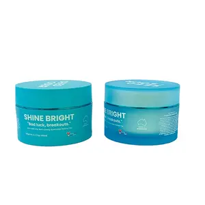 Ton maske doppel wand glas acryl 50g leere kosmetische creme jar private label frost blau farbe kunststoff glas container - Product Image 1