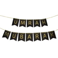 Guirlande de papier Umrah Mubarak, décoration Umrah, guirlande de drapeaux suspendus, ballons en latex Umrah