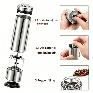 Place-Saving Battery Operated Stainless Steel <b>Pepper</b> Family-style Seasoning and Cooking W-D08 Simple Design <b>Pepper</b> W-D08 - Product Image 4