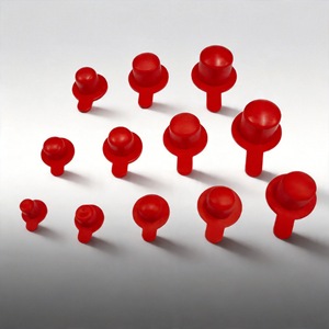 Red Soft Rubber Plug With Handle Round Dustproof Tube <b>Stopper</b> For Automated Machines Waterproof Durable TPR Side Handle Plug - Product Image 1