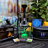 Ensemble complet de chicha arabe en métal avec kit de tuyau éclairé par LED, design moderne et minimaliste, accessoires de chicha complets
