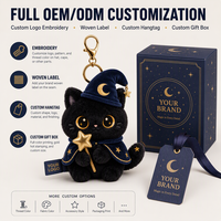Porte-clés en peluche dragon mignon personnalisé OEM ODM, dragon bébé assis avec ailes, cornes dorées, pendentif étoile, boîte personnalisée de marque