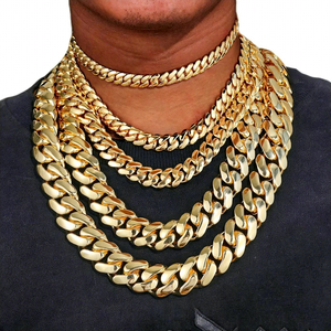 Collier Ras-du-Cou <span class=keywords><strong>en</strong></span> Gros, Chaîne Gourmette Cubaine 14K 18K Plaqué <span class=keywords><strong>Or</strong></span>, 10mm-25mm, Laiton Massif Lourd, Chaînes Cubaines Miami, Bracelet et Collier pour Hommes - Product Image 1