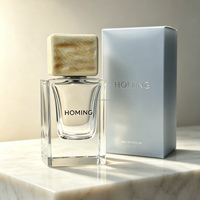 Flacon de parfum de luxe personnalisé en verre transparent, flacons vaporisateurs de parfum 50 ml, flacon de parfum carré vide en verre avec bouchon en céramique