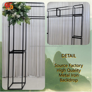 ขาตั้งเหล็กสีดำแบบเรียบสำหรับงานแต่งงานอุปกรณ์ตกแต่งซุ้มโลหะ - Product Image 2
