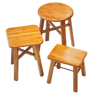 Bamboo <b>Stool</b> Set Square <b>Round</b> Low <b>Stool</b> Home Living Room Chair For Children Adults Elderly - Product Image 5