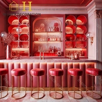 Tables et chaises faciles à nettoyer personnalisées pour la décoration de restaurant Conception de comptoir de café de style rose d'hôtel et de restaurant