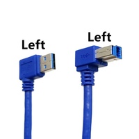 Kabel Printer USB 3.0 a Male Plug 90 Derajat ke USB 3.0 B Male 90 Derajat 0.3m