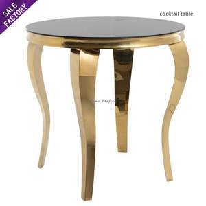 Venta al por Mayor de Fábrica, Sillas de Bar de Acero Inoxidable Doradas con Cristal para Bodas, Mesas de Cóctel de Lujo para Eventos y Banquetes - Product Image 1