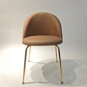 Sillas de Comedor de Estilo Clásico con Respaldo Bajo, <span class=keywords><strong>Silla</strong></span> de Comedor Contemporánea de Tela Gris con Estructura Dorada - Product Image 4
