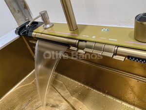 2024 <span class=keywords><strong>Tiktok</strong></span> or 304 acier inoxydable multifonctionnel Piano clé affichage numérique deux cascade amovible robinet évier de cuisine - Product Image 5