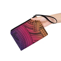 Porte-monnaie décontracté unisexe personnalisable avec impression Tiare Hawaï et perles, petit portefeuille portable à fermeture éclair pour le shopping