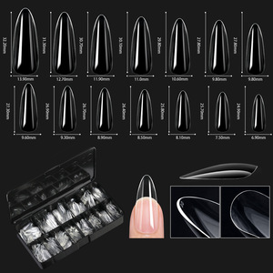 Faux ongles en gel souple à couverture complète, formes Cercueil et Amande, en acrylique, boîte personnalisée OEM pour manucure - Product Image 5