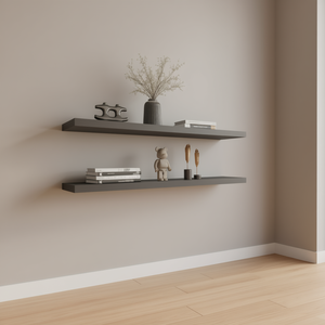 Mensola da Parete Pantego, Design Fluttuante, Grigio Opaco, Legno Minimalista, Scaffale Portaoggetti per Soggiorno, Rettangolare, 1 Ripiano - Product Image 2