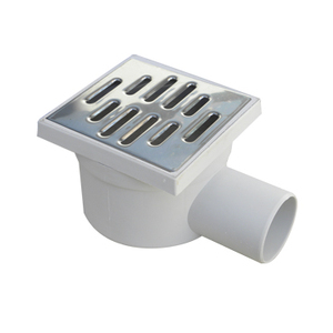 Couvercle de manhole réglable à siphon 10,5x10,5 cm en PP avec grille en acier inoxydable et sortie latérale de 50 mm - Product Image 1