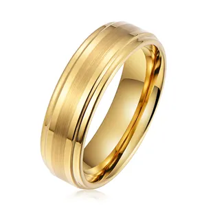 High-end Men Jewelry Ring 24K Gold Plated Matte Finished Wedding Bands Couple Rings Tungsten Fashion Jewelry Rings