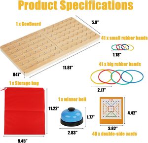 Juego de Mesa STEM para Niños de 3 a 8 Años, Actividad de Aprendizaje Sensorial para Jardín de Infancia, Geoboard Montessori para 2 Jugadores <span class=keywords><strong>con</strong></span> Bandas Elásticas - Product Image 5