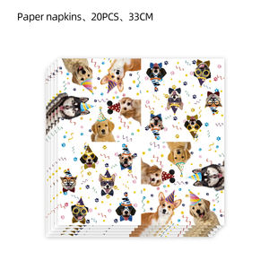 Juego de cubiertos para fiesta de Pascua con temática de perro mascota con bandeja de papel, taza, servilleta, paja de cumpleaños, decoración para Baby Shower, tela de fondo - Product Image 5