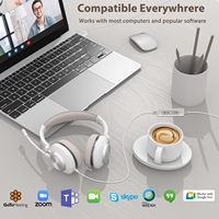 Casque supra-auriculaire de jeu Casque pour centre d'appels Téléphone sur l'oreille Casque filaire USB avec double micro antibruit