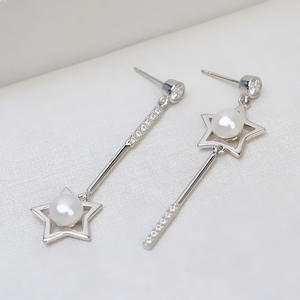 Pendientes de Plata de Ley S925 Han Chao, 5-6 Pendientes con Forma de Corazón con Perla, Accesorios para Hacer Joyas, Pendientes Sencillos 1081 - Product Image 1