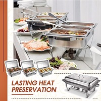 Réchaud de buffet pliable de luxe en acier inoxydable argenté, chauffe-plats professionnel à chauffage à l'alcool pour OEM/ODM