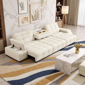 Electric Multi Functional Zero Wall Clearance Fabric Cream Style <b>Small</b> Apartment Smart Straight Sofa Bed For Living Room Home - Product Image 5