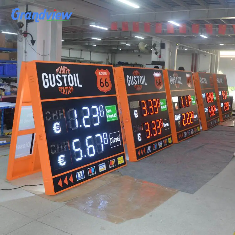 Outdoor digital fuel price signs IP65 waterproof LED displays for gas station