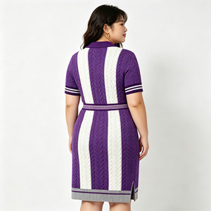 Abito Midi in Maglia con Ricamo e Spacco Laterale, Vita Elastica Anti-Pilling, Personalizzabile OEM ODM, Taglie Forti, Abbigliamento in Maglia da <span class=keywords><strong>Donna</strong></span>, Stile <span class=keywords><strong>Polo</strong></span> - Product Image 3