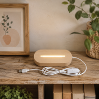 Lampe de nuit LED en bois pour enfants, motif personnalisé imprimé UV, design minimaliste, lampe USB intelligente, décoration de chambre d'enfant, cadeau