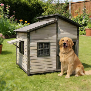 Grande Villa pour Chien en Bois Extérieur Étanche Chenil Très Grand avec Porte à Cadre en Acier et Fenêtre Respirante Maison Géante pour Animaux - Product Image 1