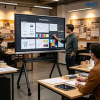 Pantalla Interactiva HRAY de 75 Pulgadas, DLED 4K UHD, Todo en Uno, Táctil Infrarrojo de 20 Puntos, Vidrio Templado de 4 mm, para Reuniones de Oficina, Suministro Personalizado OEM